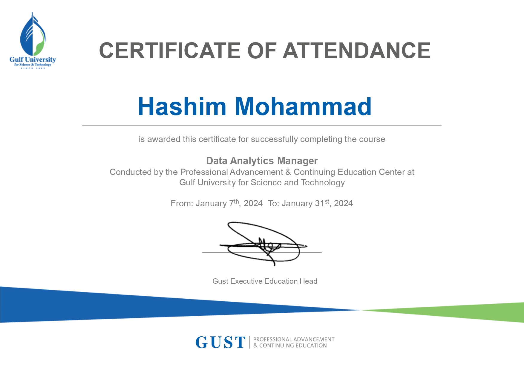 Excel Certificate